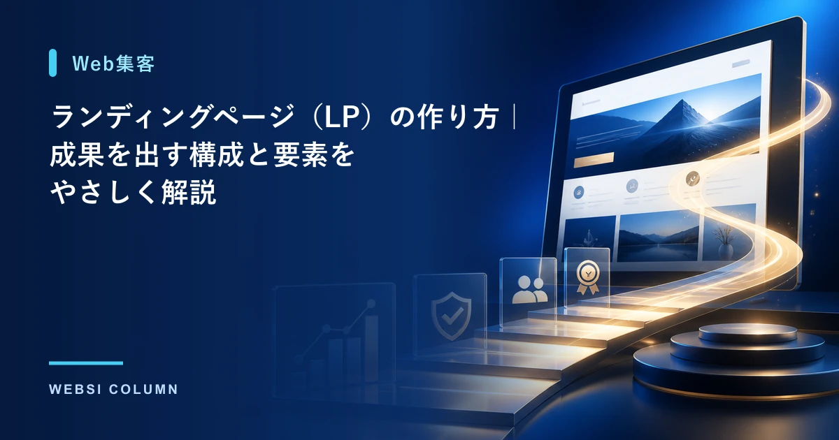 ランディングページ（LP）の作り方と成果を出す構成を解説するイメージ